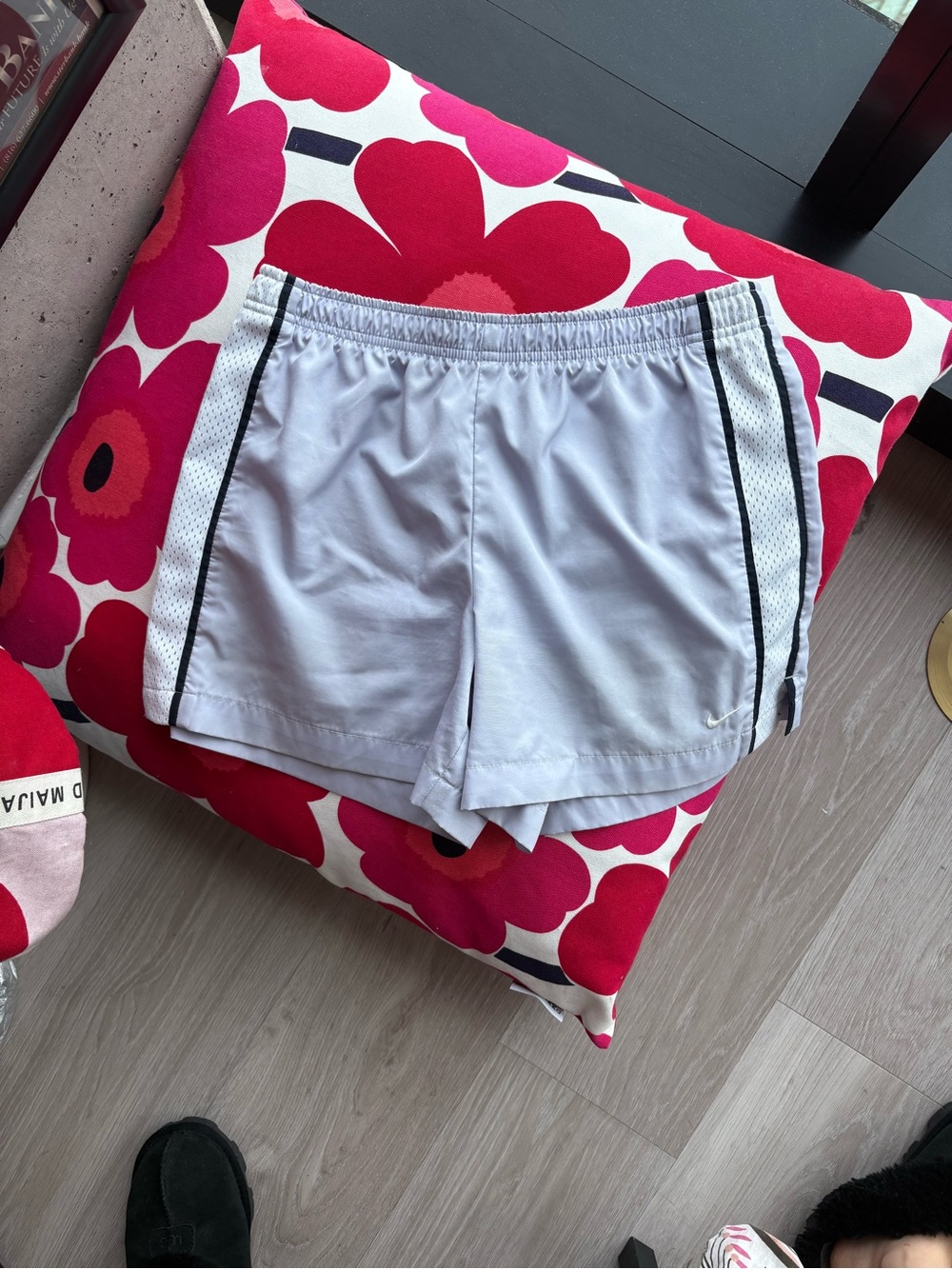 Women's Athletic Shorts — Light lilac with Black Trim